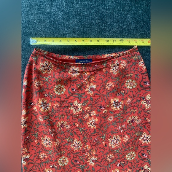 Charter Club Red Floral Printed 100% Silk Maxi Skirt - Picture 7 of 8